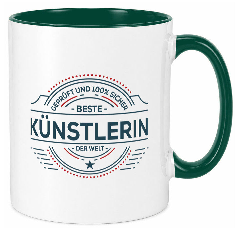 Geprüft und sicher: Künstlerin| Spruch lustig | Kunst Humor Geschenkidee Tasse