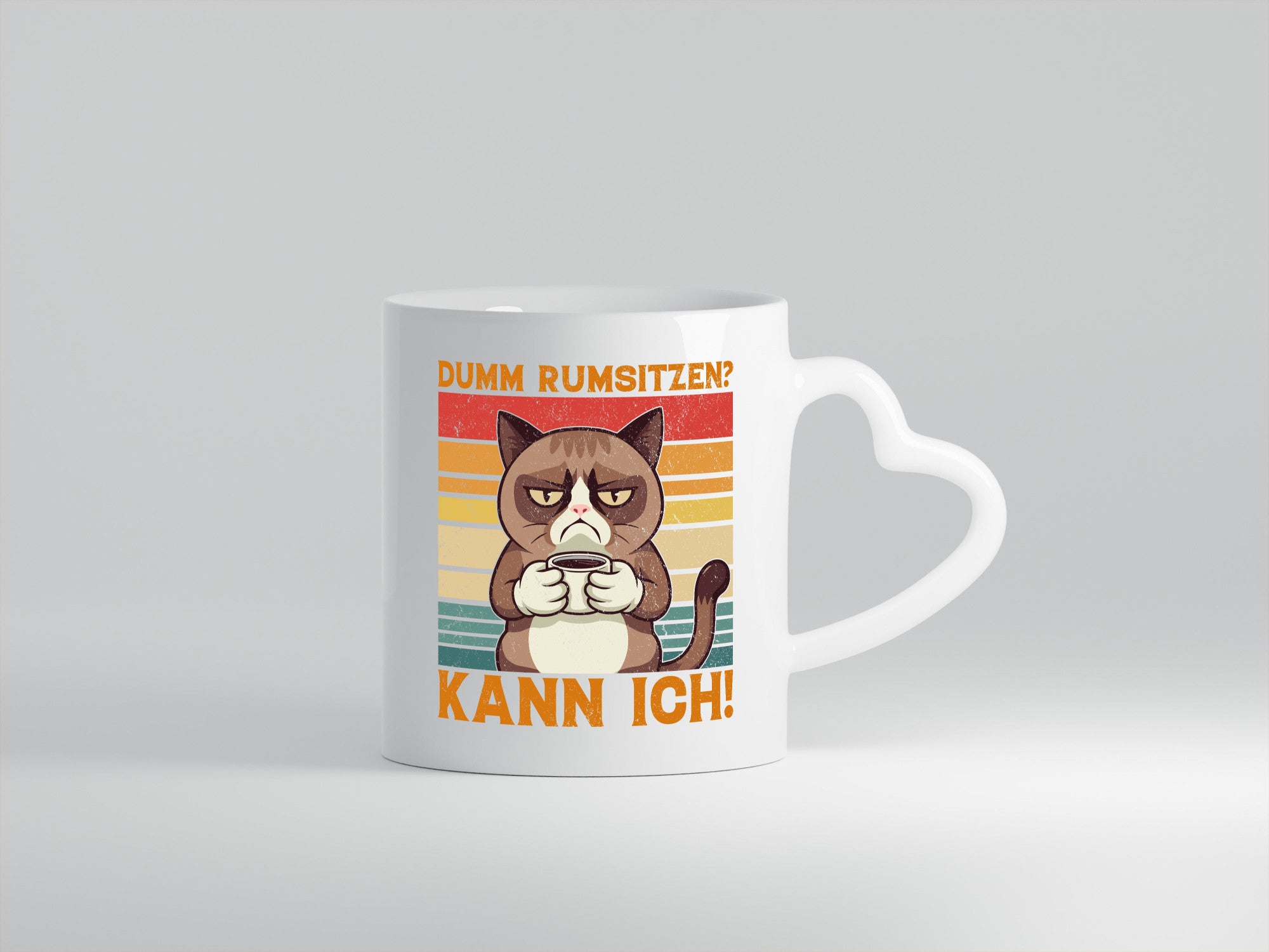 Dumm rumsitzen? Kann ich | Katze mit Kaffee lustiger Spruch Geschenk