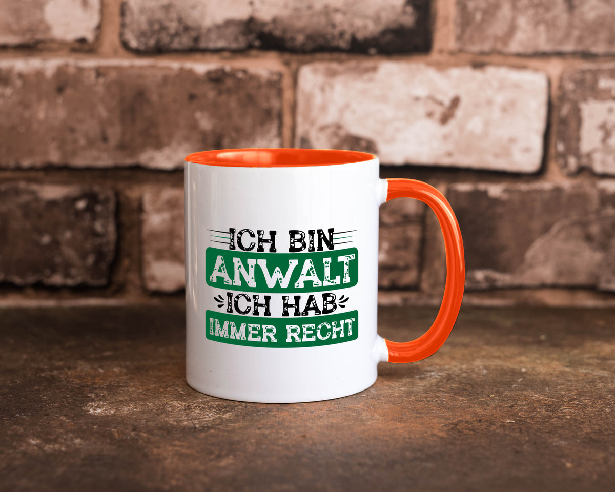 Ich bin Anwalt habe immer Recht | Jura Humor Geschenkidee Tasse