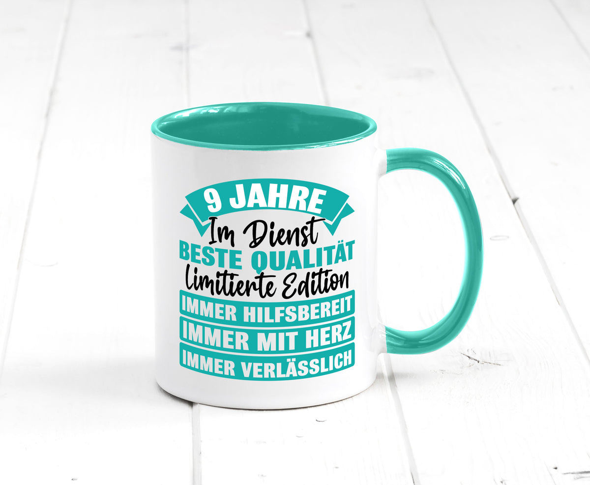 9 Jahre im Dienst | Jubiläum Arbeit Humor Kollegen Büro Geschenkidee Tasse
