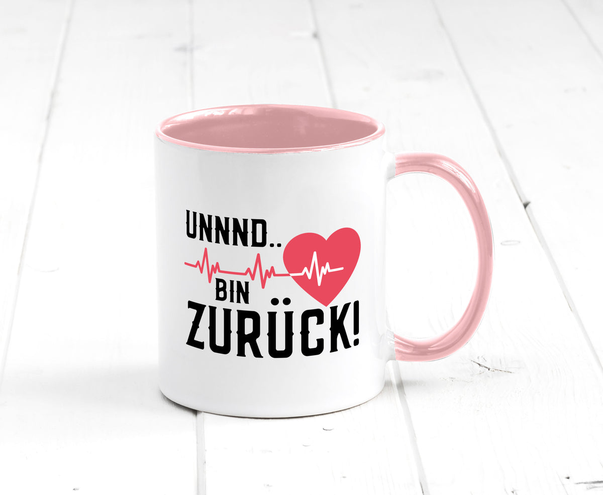 Bin zurück | Herzschlag Reanimation Puls Arzt Klinik Geschenk Humor Tasse