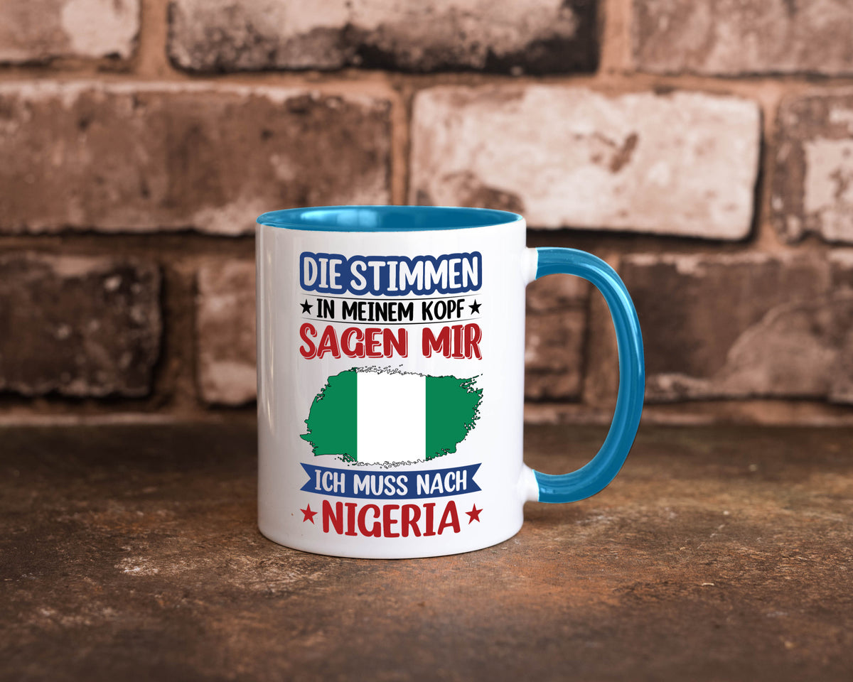 Nigeria | Urlaub Stimmen in meinem Kopf Traumland Geschenk Humor Geschenkidee Tasse
