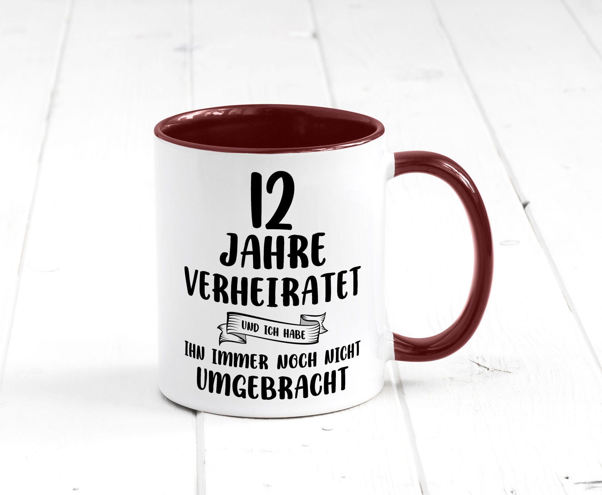 12 Jahre Verheiratet, immer noch am Leben! Geschenkidee Humor Tasse
