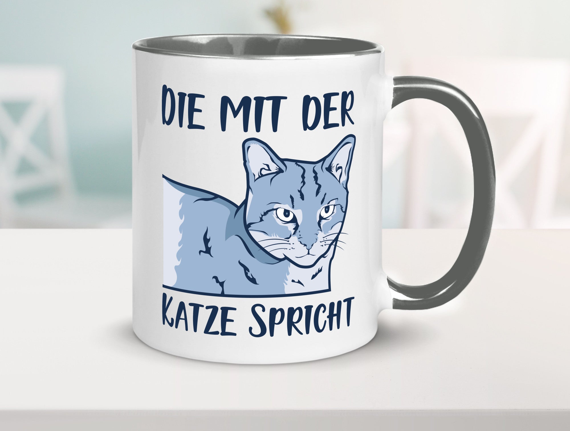 Die mit der Katze spricht | Humor Tierliebhaber Geschenkidee Tasse