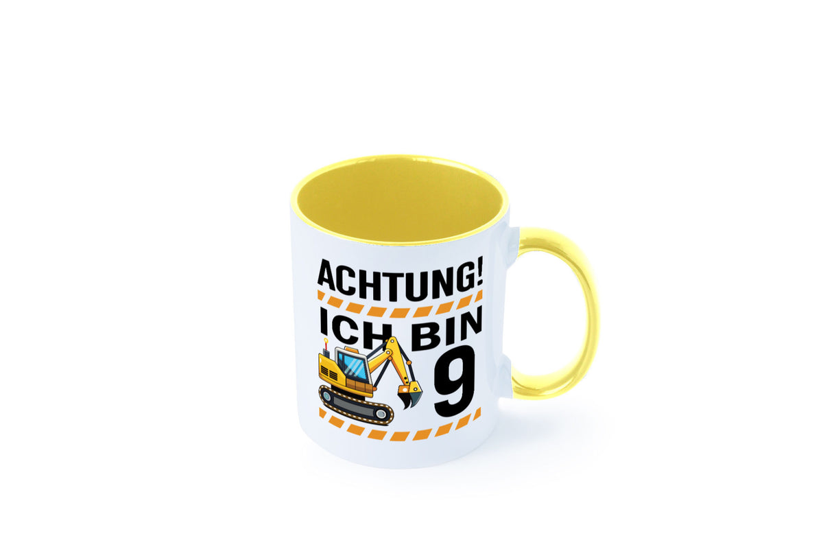 9 Geburtstag Ich bin | Bagger Junge lustiger Spruch Geschenk Geschenkidee Tasse
