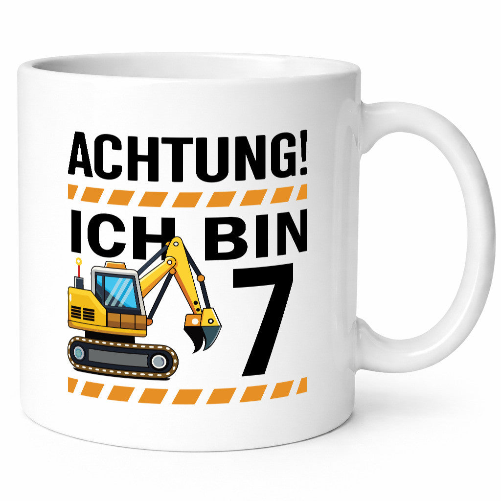7 Geburtstag Ich bin | Bagger Junge lustiger Spruch Geschenk Geschenkidee Tasse