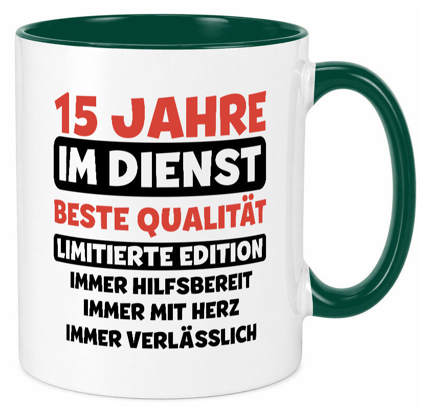 15 Jahre im Dienst | Jubiläum Arbeit v3 lustig Kollegen Büro Geschenk Tasse