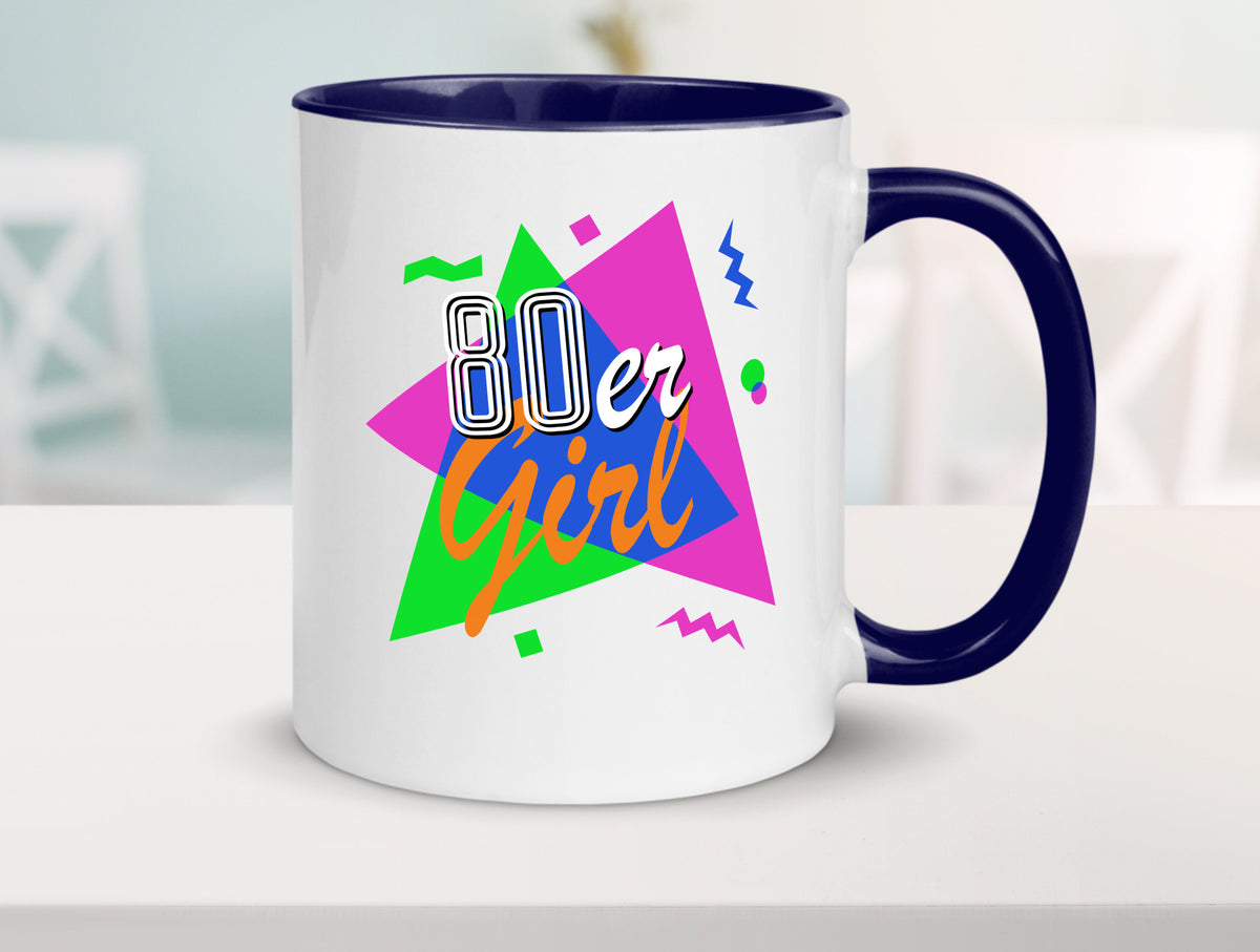 80er Girl - Jahre bunt + verrückt retro Humor Geschenkidee Tasse