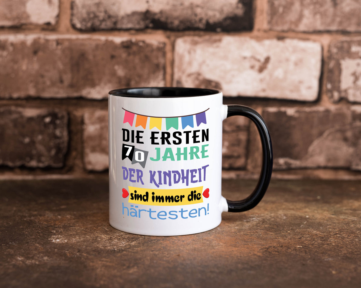 Die ersten 70 Jahre der Kindheit | 70. Geburtstag Rentner Humor Ruhestand Tasse