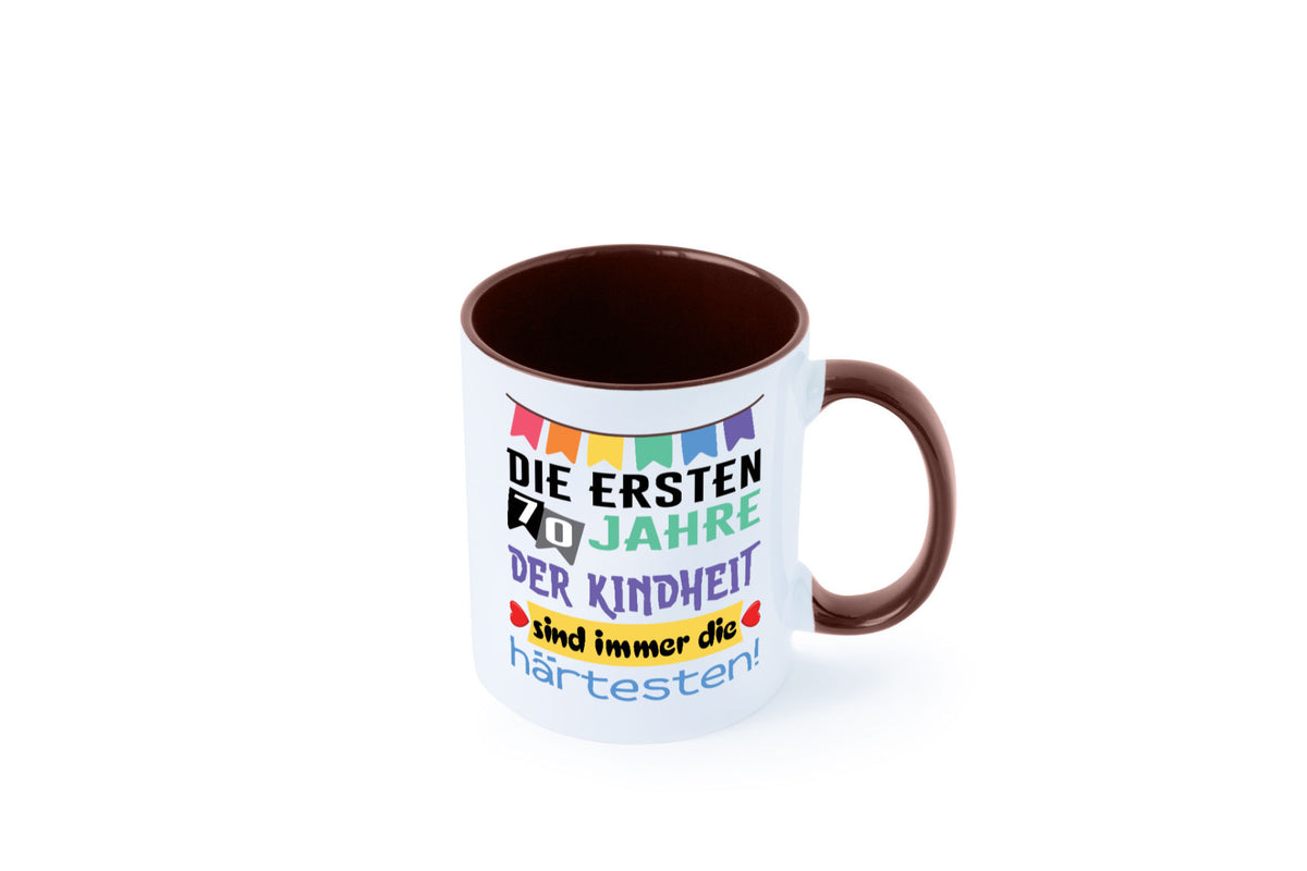 Die ersten 70 Jahre der Kindheit | 70. Geburtstag Rentner Humor Ruhestand Tasse