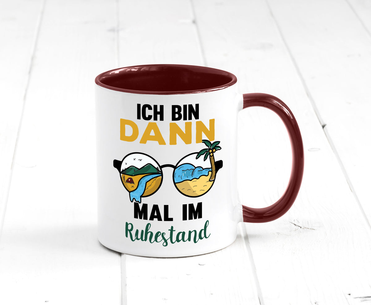 Bin dann mal im Ruhestand | Sonnenbrille Palme Meer lustig Jubiläum Geschenk Tasse