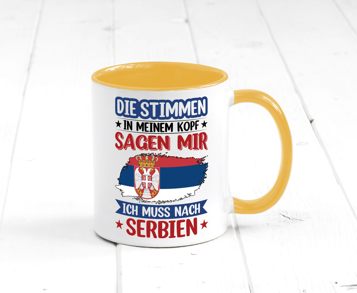 Serbien | Urlaub Stimmen in meinem Kopf Traumland v2 Geschenk Humor Tasse