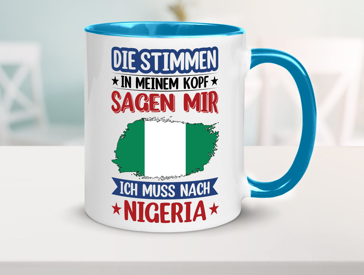 Nigeria | Urlaub Stimmen in meinem Kopf Traumland Geschenk Humor Geschenkidee Tasse