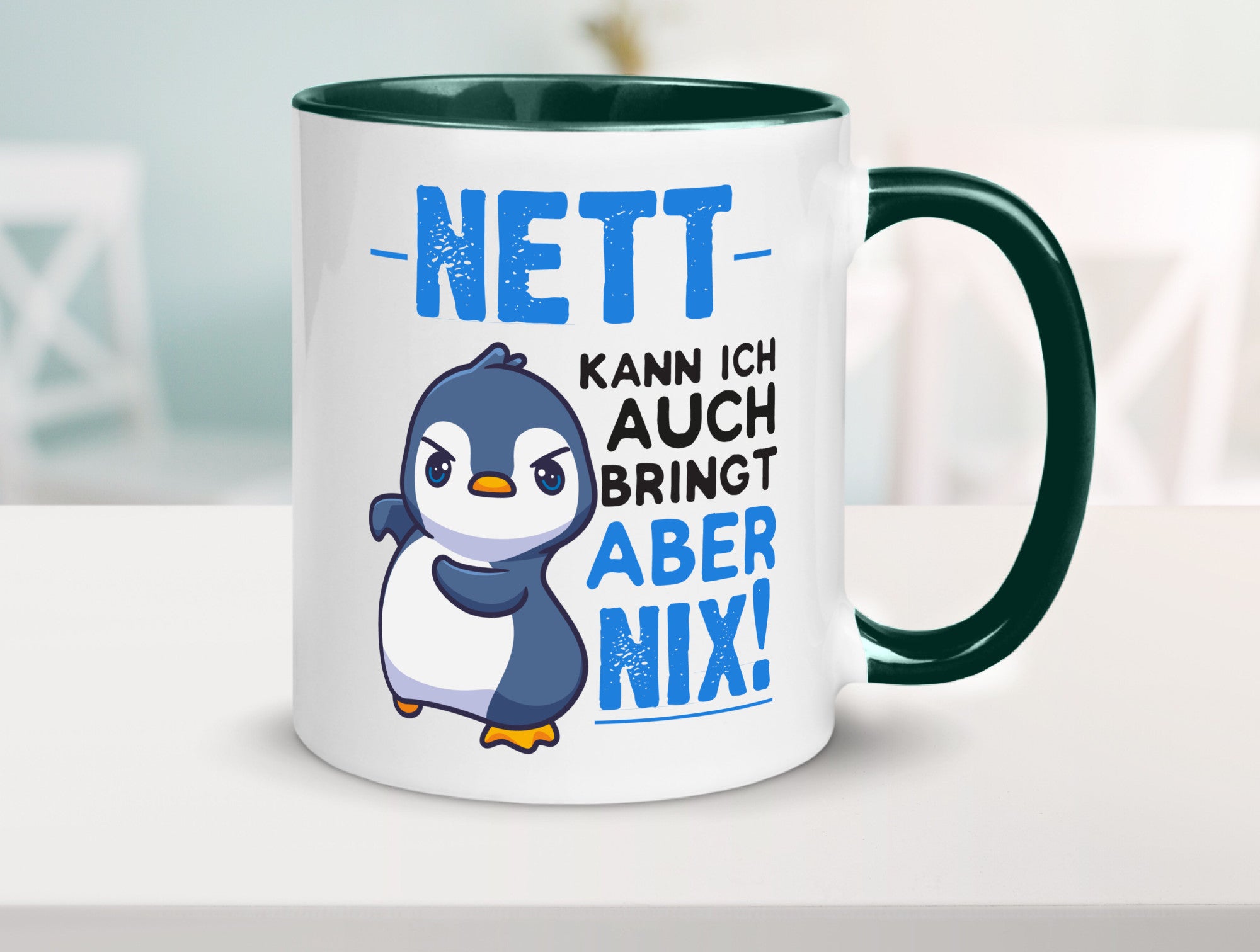 Nett kann ich auch | lustige Spruchtasse Pinguin Geschenk Humor Geschenkidee