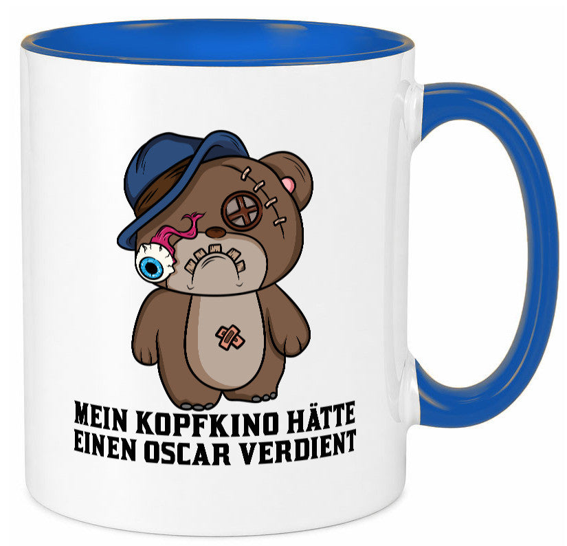 Mein Kopfkino hätte Oscar verdient | kaputter Bär Comic lustiger Spruch Tasse