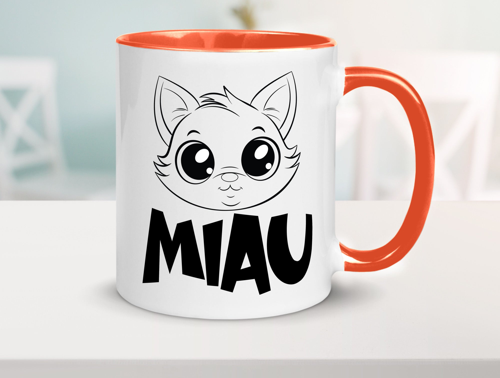Miau | Katze Geschenkidee Tierliebhaber Humor Tasse