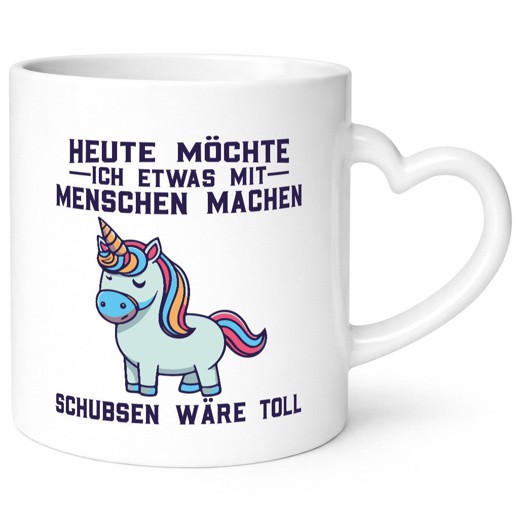 Heute möchte ich Menschen schubsen | Einhorn v2 Geschenk Humor Geschenkidee