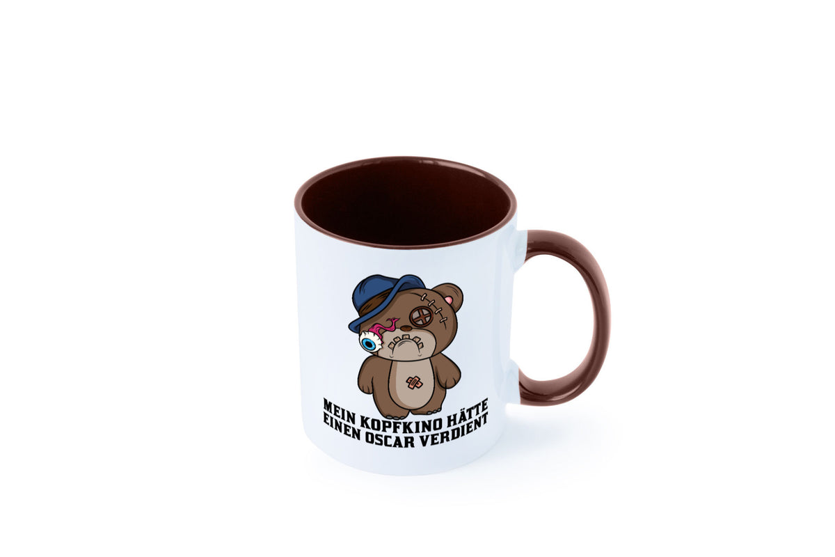 Mein Kopfkino hätte Oscar verdient | kaputter Bär Comic lustiger Spruch Tasse