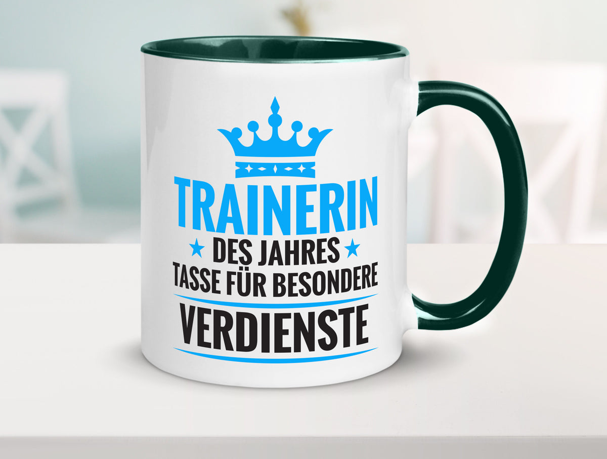 Besonderer Verdienst: Trainerin | Sportverein Humor Geschenk Geschenkidee Tasse