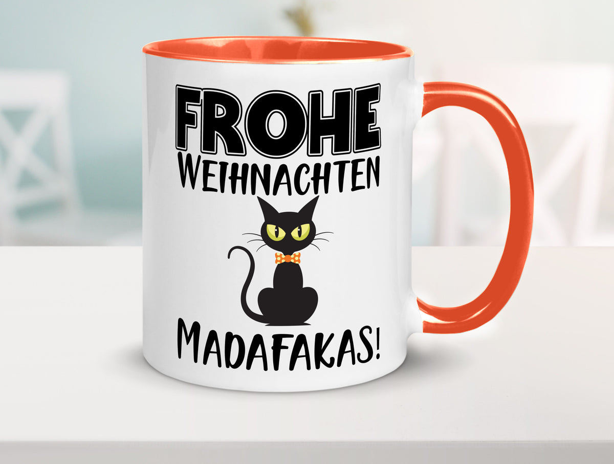 Frohe Weihnachten Madafakas! | Katze Tasse Vintage lustiger Spruch Geschenk