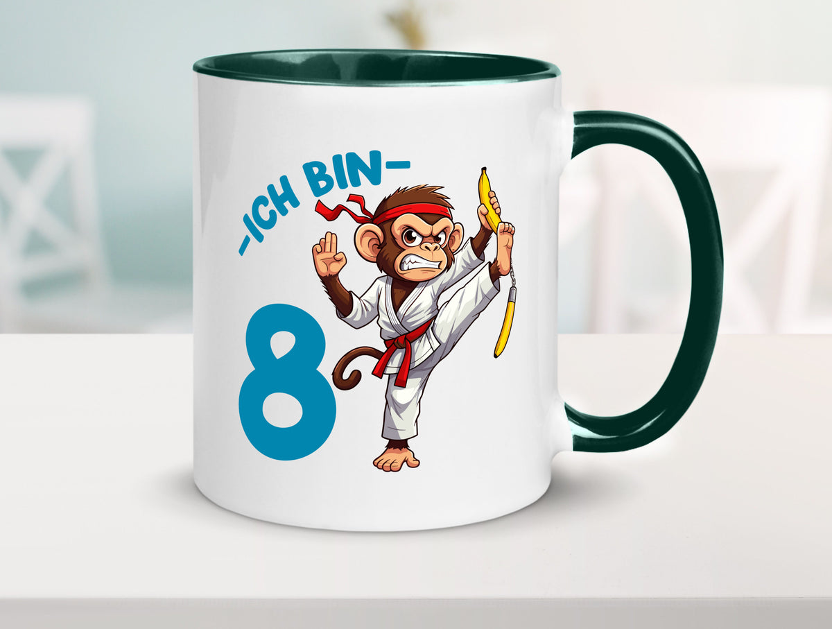 Ich bin 8 | 8. Geburtstag Karate Kampfsport Affe lustiger Spruch Geschenk Tasse