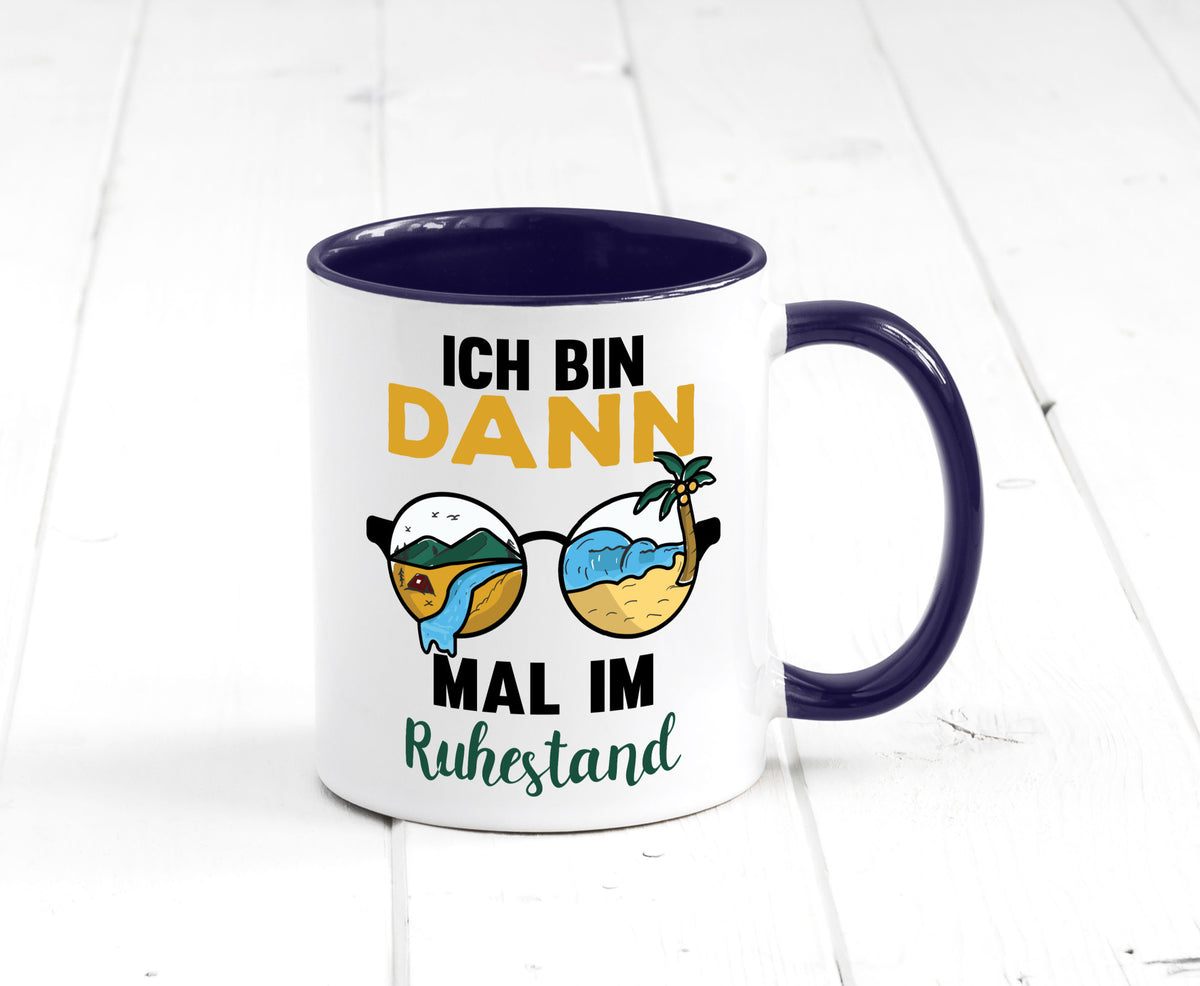 Bin dann mal im Ruhestand | Sonnenbrille Palme Meer lustig Jubiläum Geschenk Tasse