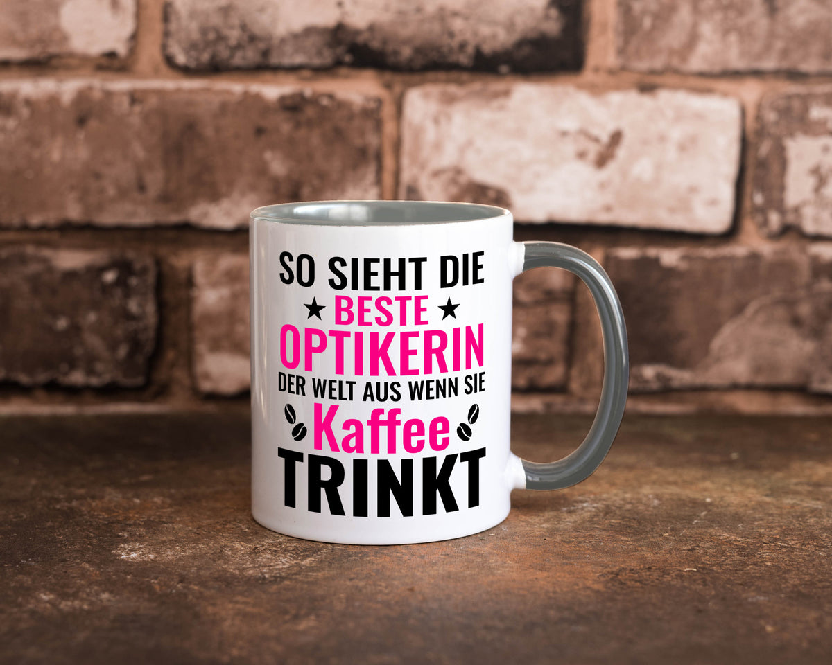 Kaffee trinkt: Optikerin | Augenoptik Geschenkidee Humor Tasse