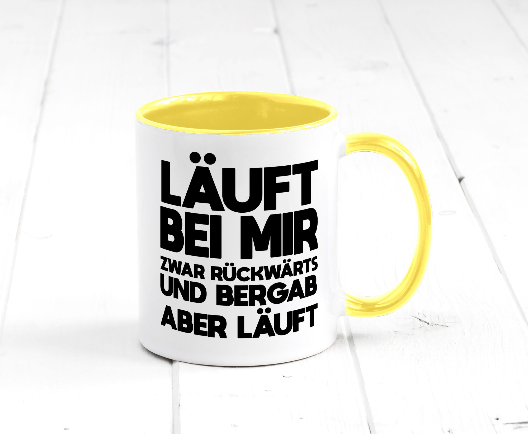 Läuft bei mir | Rückwerts aber Motivation Geschenkidee Humor Tasse