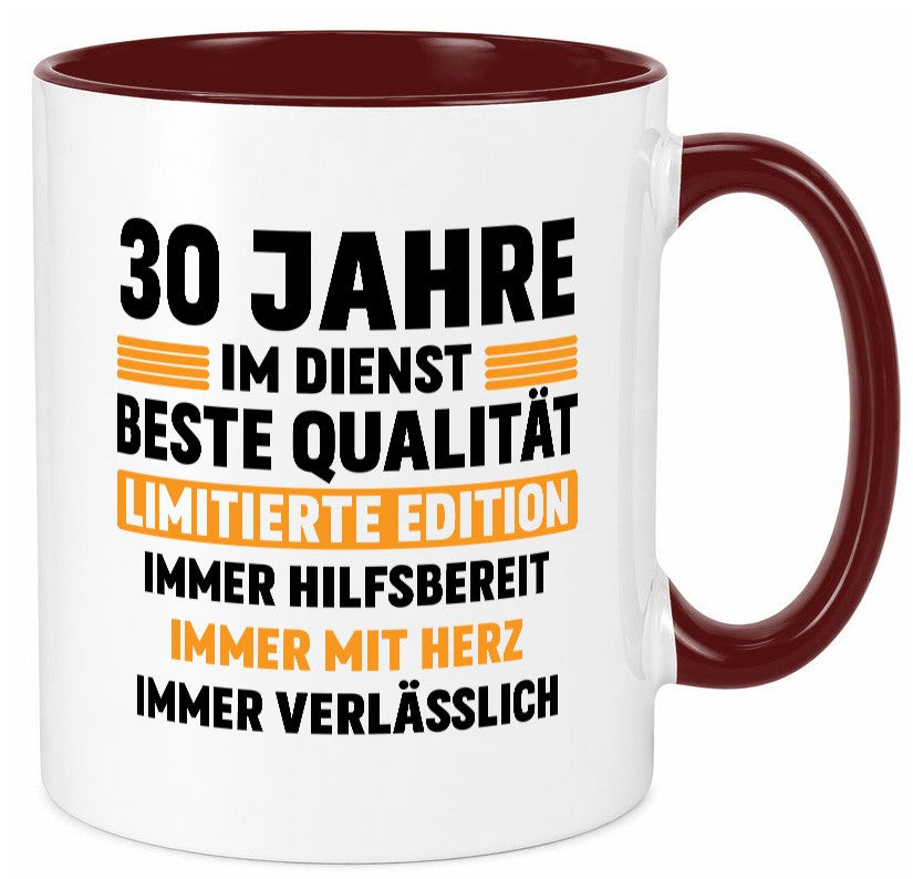 30 Jahre im Dienst | Jubiläum Arbeit v2 Geschenk Kollegen Büro lustiger Spruch Tasse