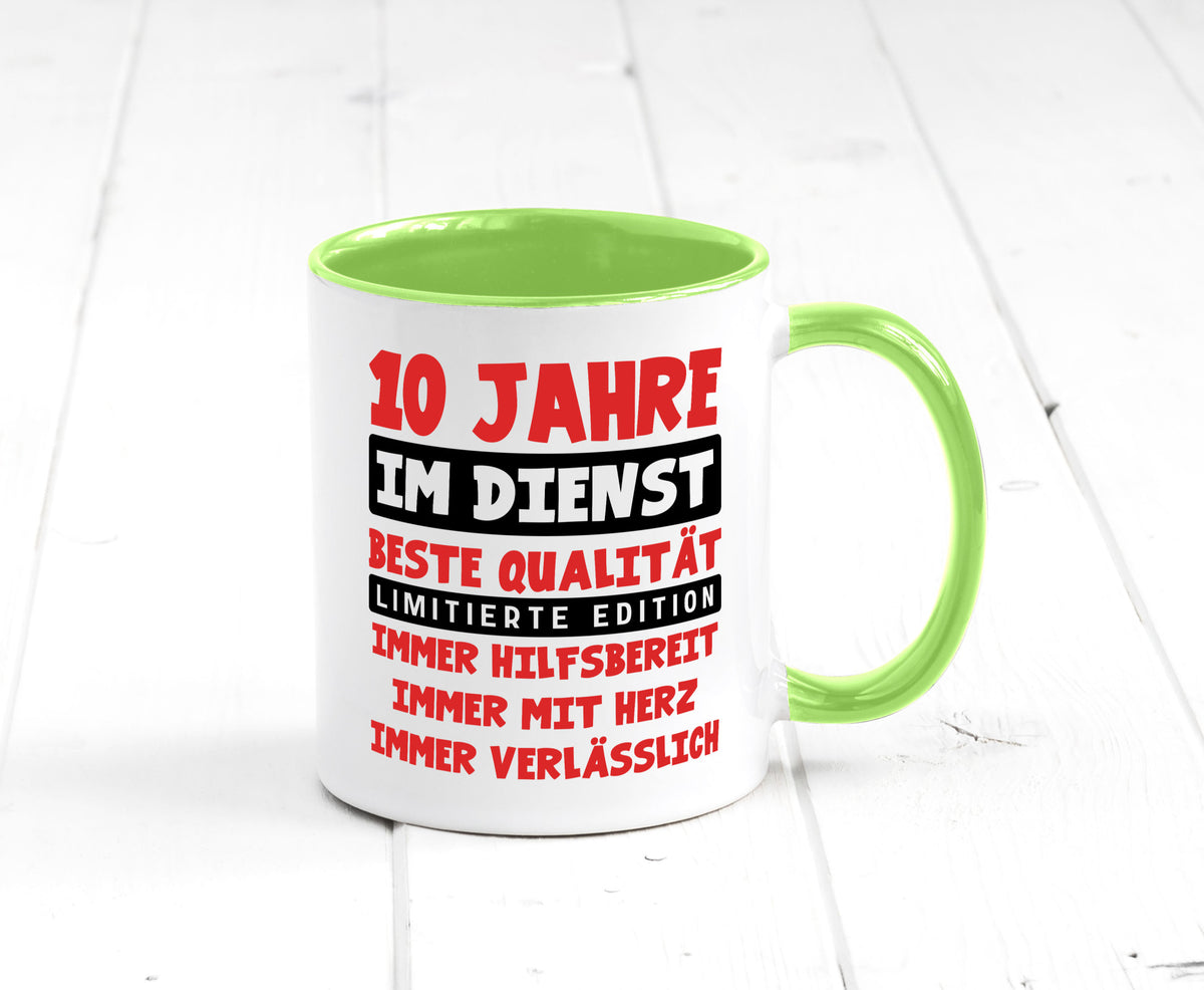 10 Jahre im Dienst | Jubiläum Arbeit v9 lustig Kollegen Büro Geschenk Tasse