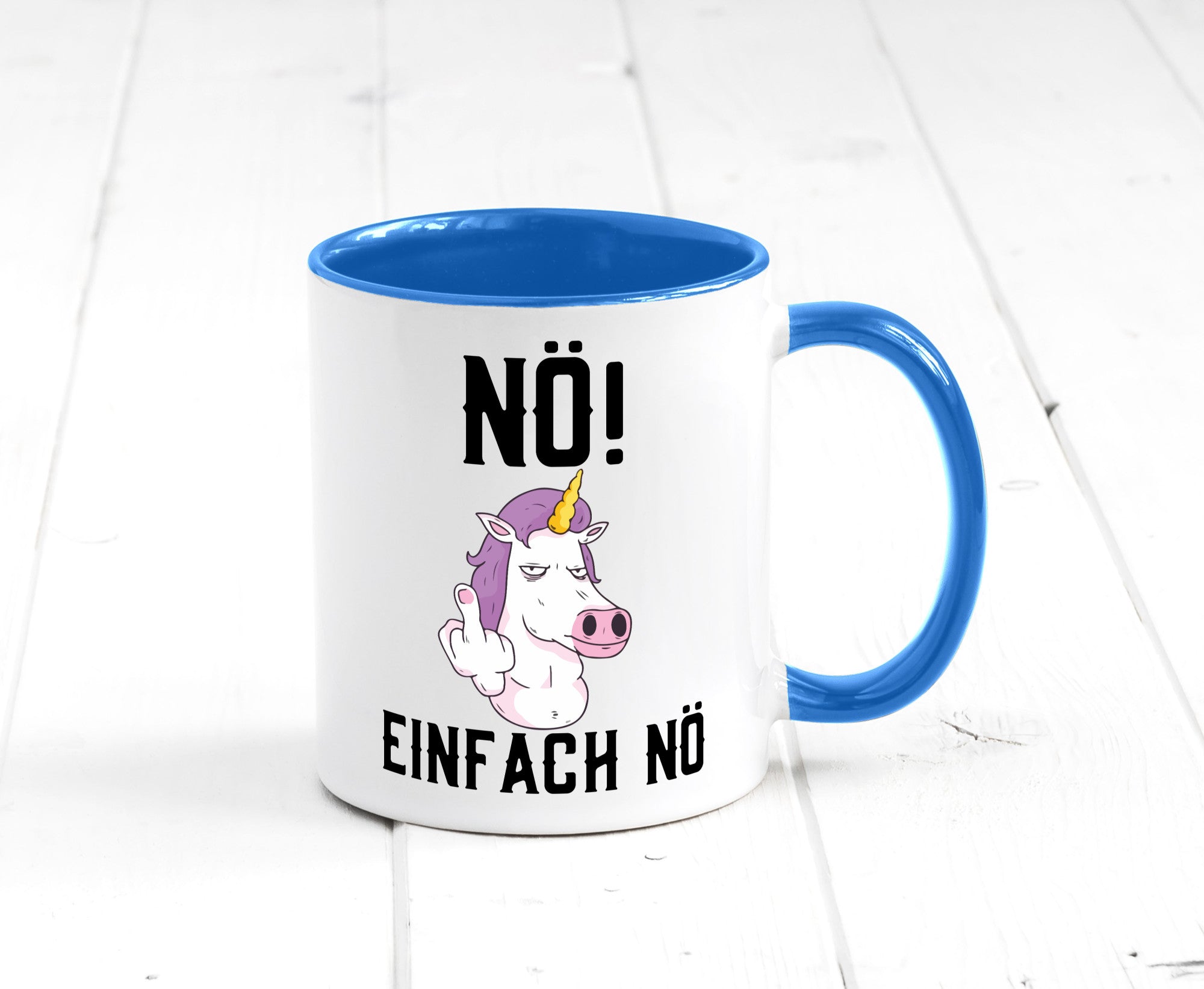 Einfach Nö | Keinen Bock Einhorn Mittelfinger Comic Geschenkidee Humor Tasse