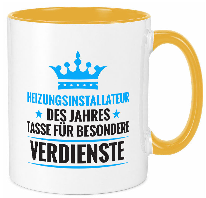 Besonderer Verdienst: Heizungsinstallateur | Heizungsbauer lustiger Spruch Tasse