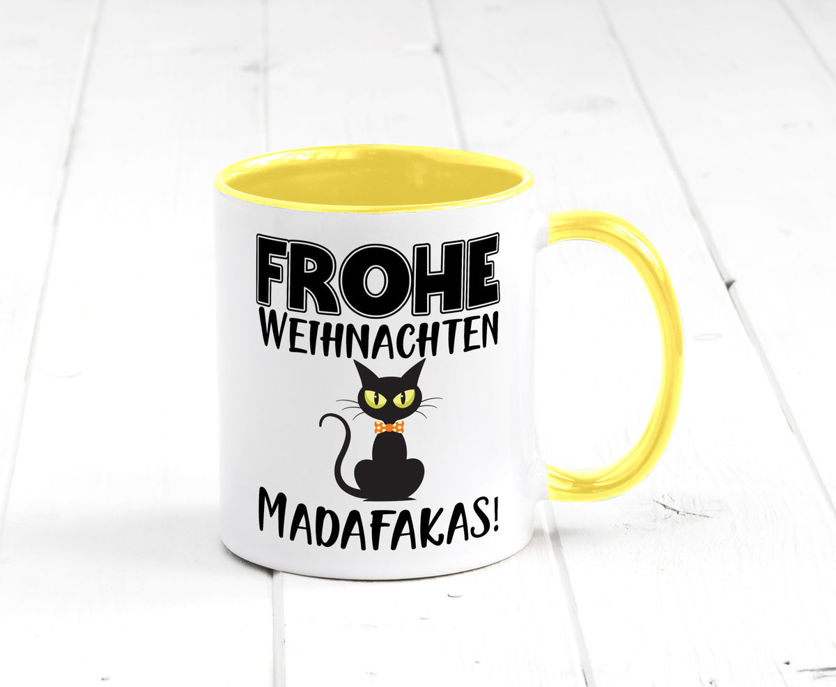 Frohe Weihnachten Madafakas! | Katze Tasse Vintage lustiger Spruch Geschenk
