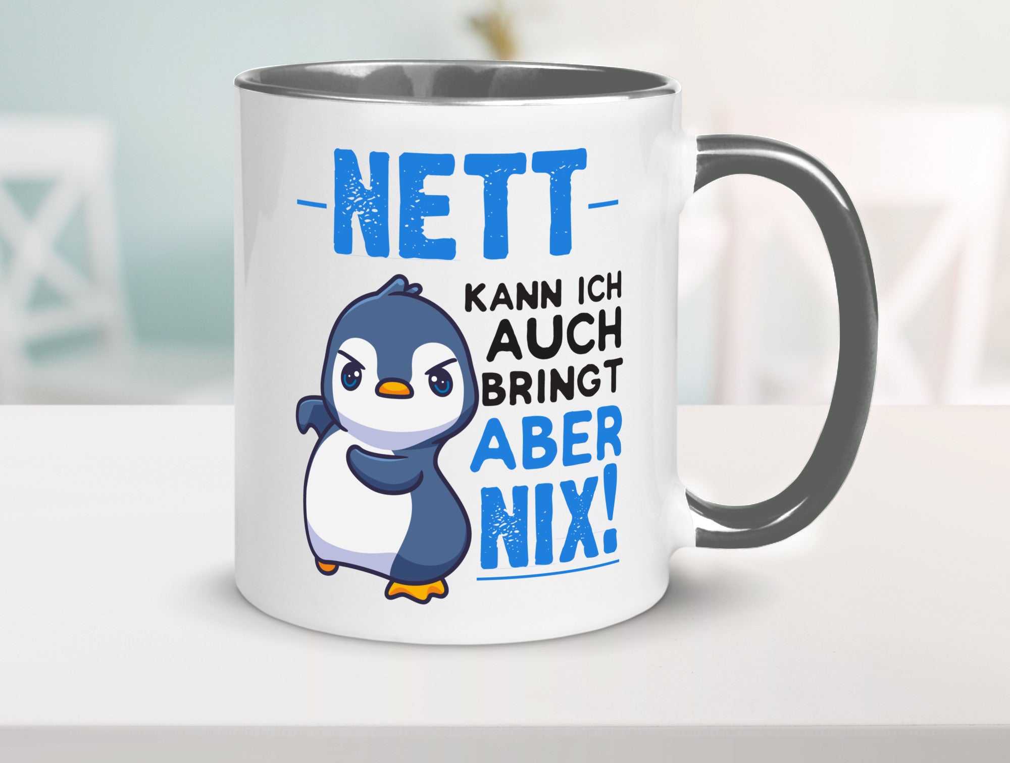 Nett kann ich auch | lustige Spruchtasse Pinguin Geschenk Humor Geschenkidee