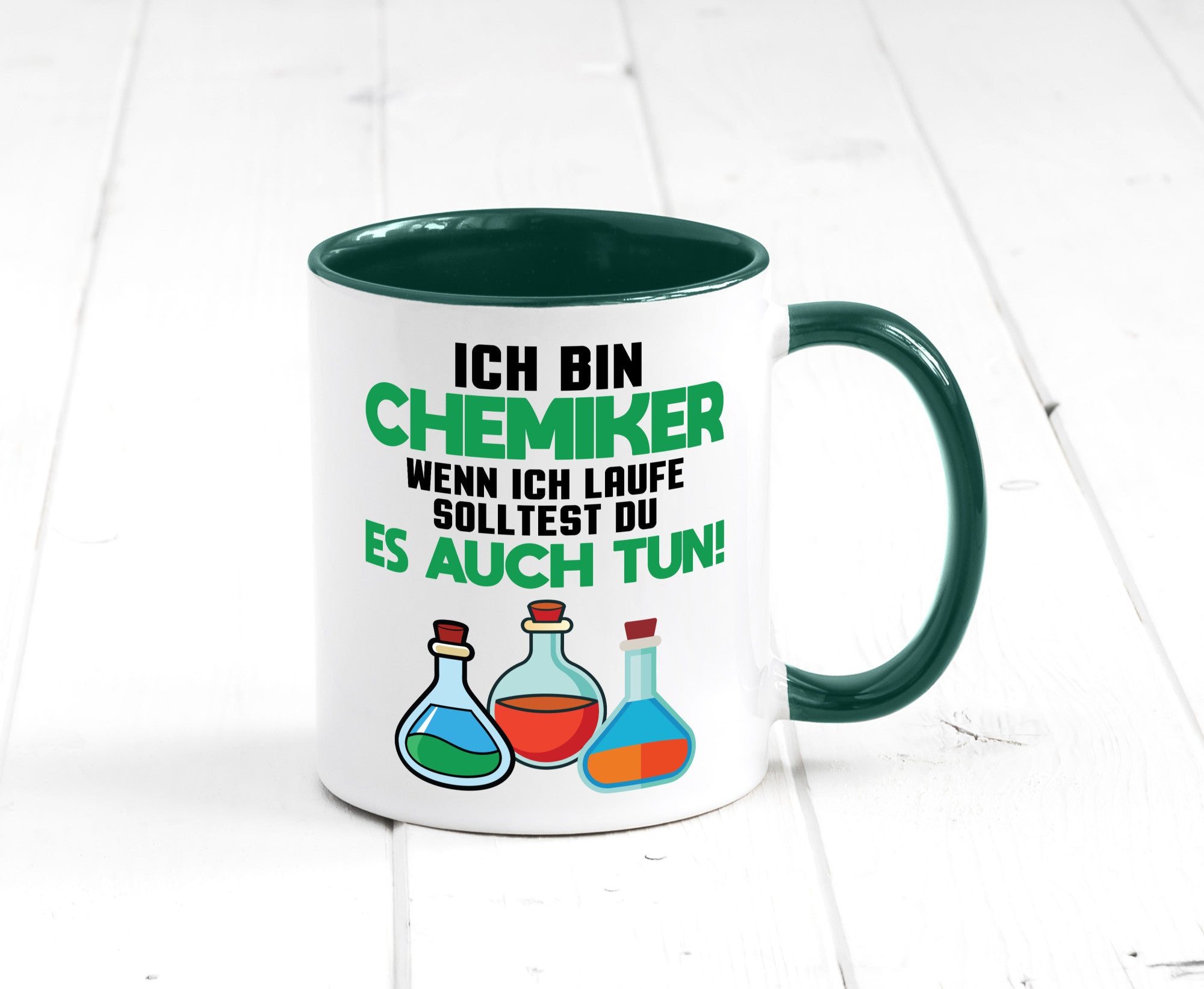 Ich bin chemiker wnen laufe solltest du es auch tun Humor Geschenkidee Tasse