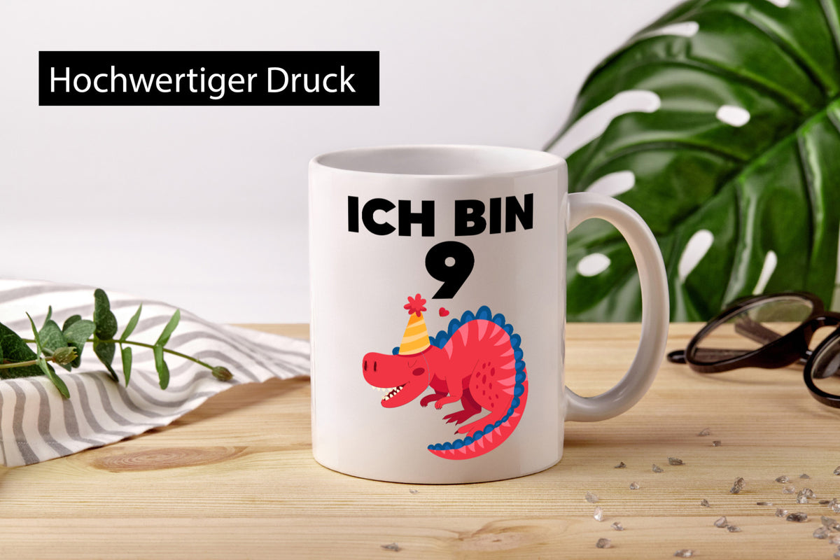 9. Geburtstag | Dino Dinosaurier 9 Jahre Geschenk Geschenkidee lustiger Spruch Tasse