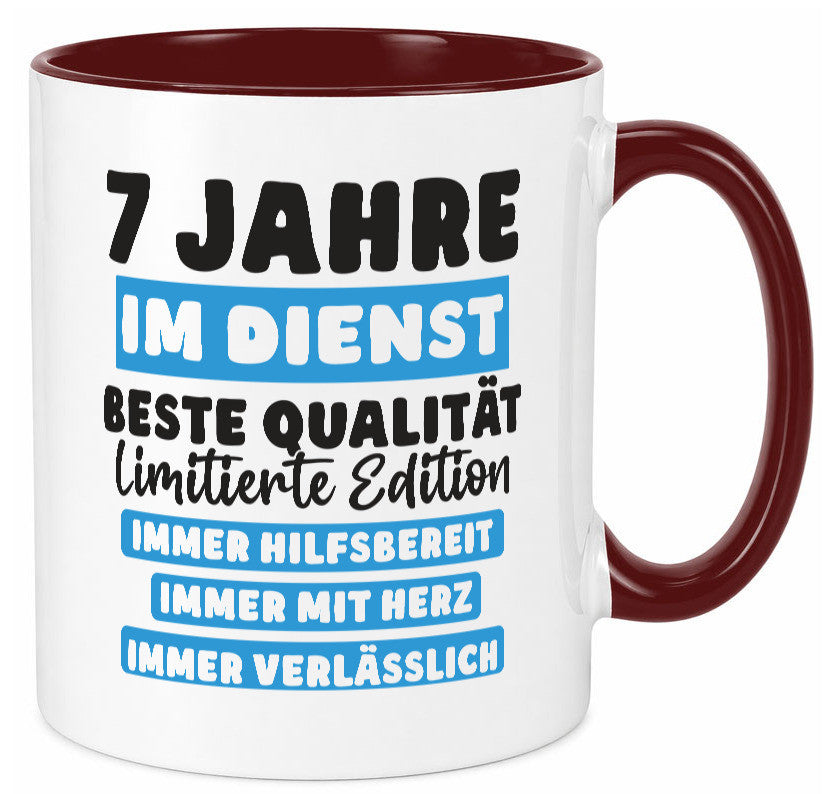 7 Jahre im Dienst | Jubiläum Arbeit v6 lustig Kollegen Büro Geschenk Tasse