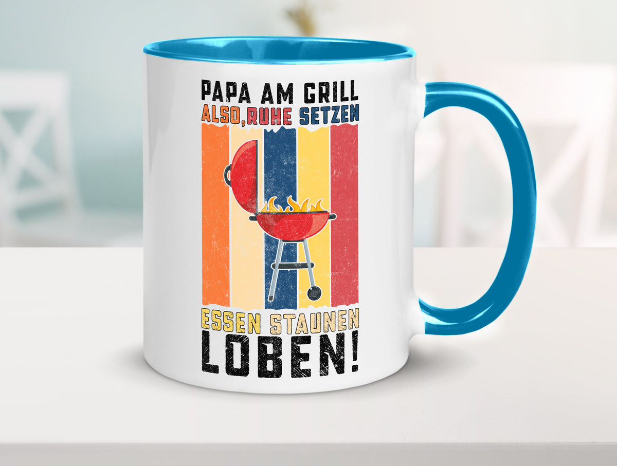 Papa am Grill | Grillmeister BBQ Grillabend v2 Geschenkidee Humor Tasse