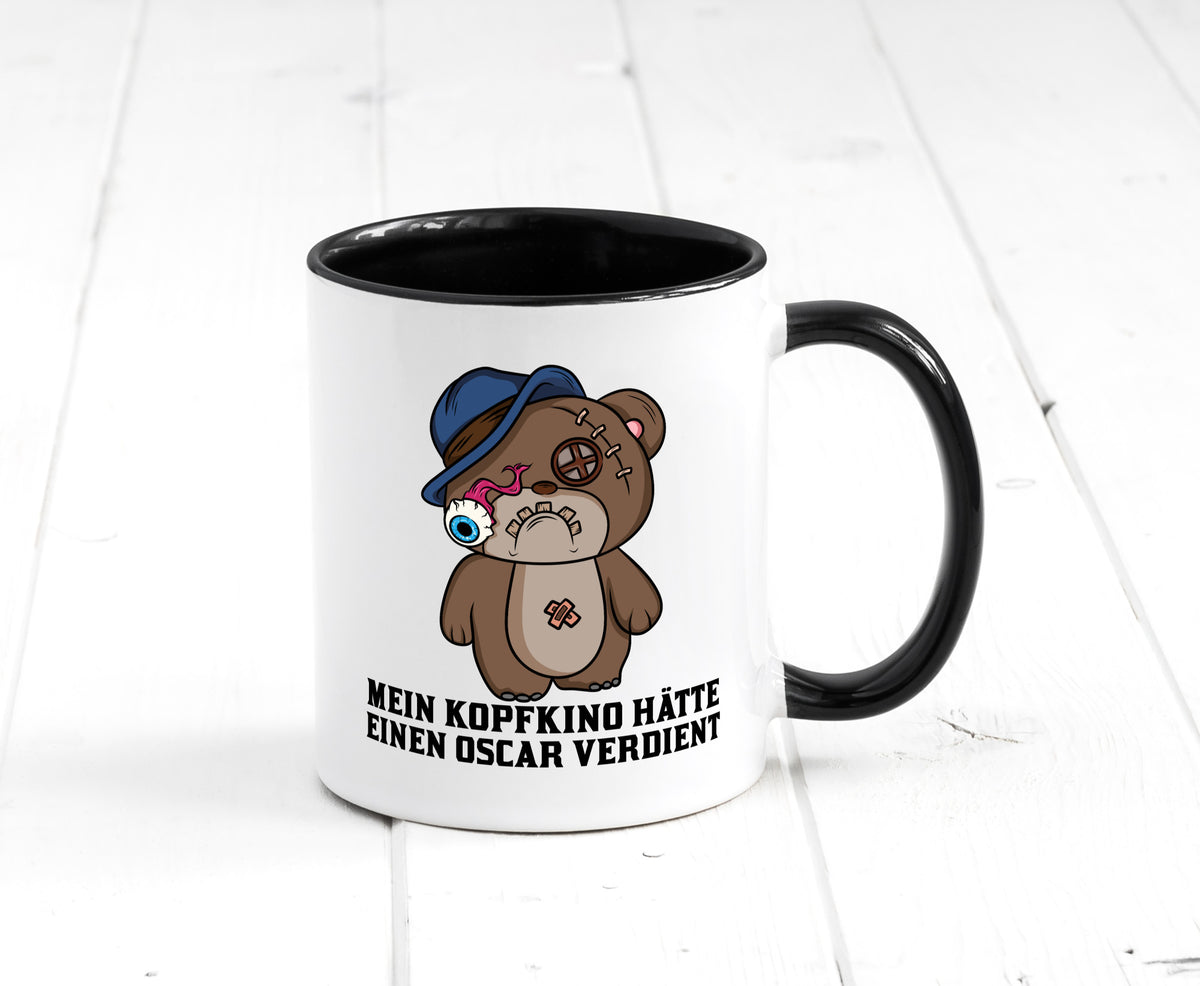 Mein Kopfkino hätte Oscar verdient | kaputter Bär Comic lustiger Spruch Tasse