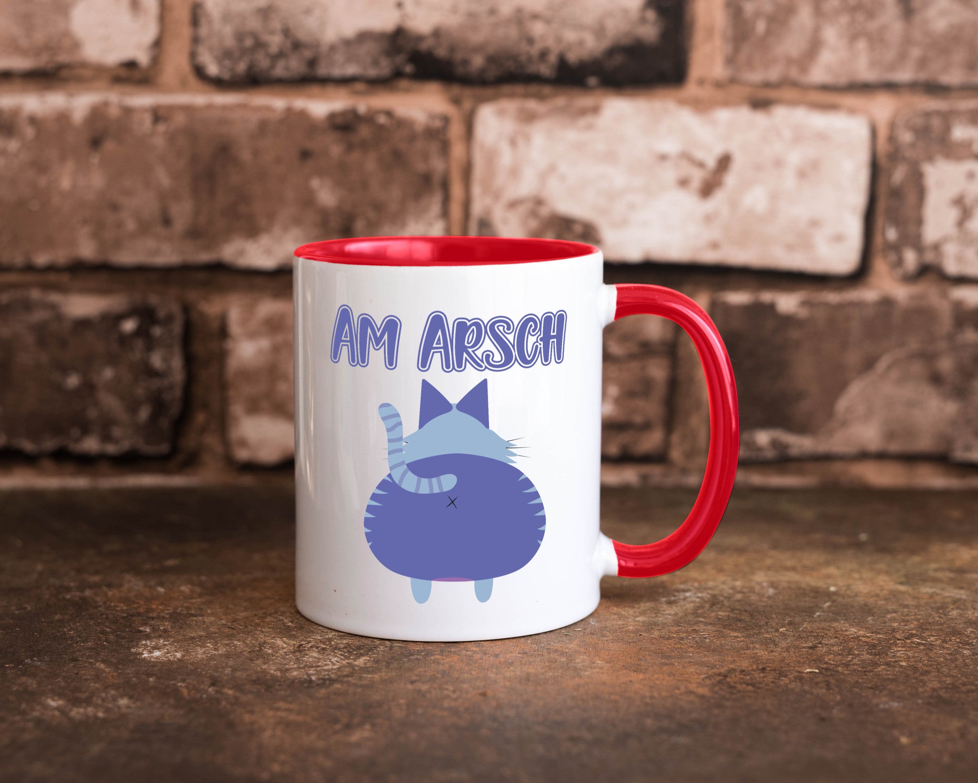 Am Arsch | Katzenmotiv Tasse Kollege Katzenbesitzer Geschenkidee Arbeit