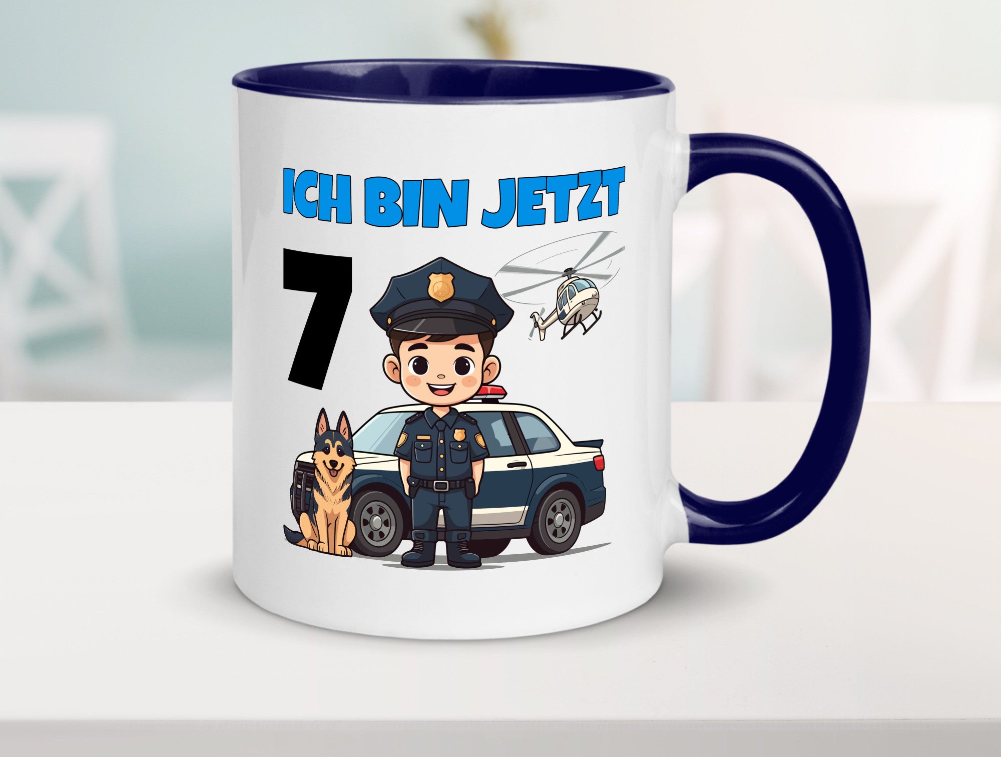 7. Geburtstag | 7 Jahre Polizei Kind Polizeiauto Humor Geschenkidee Tasse