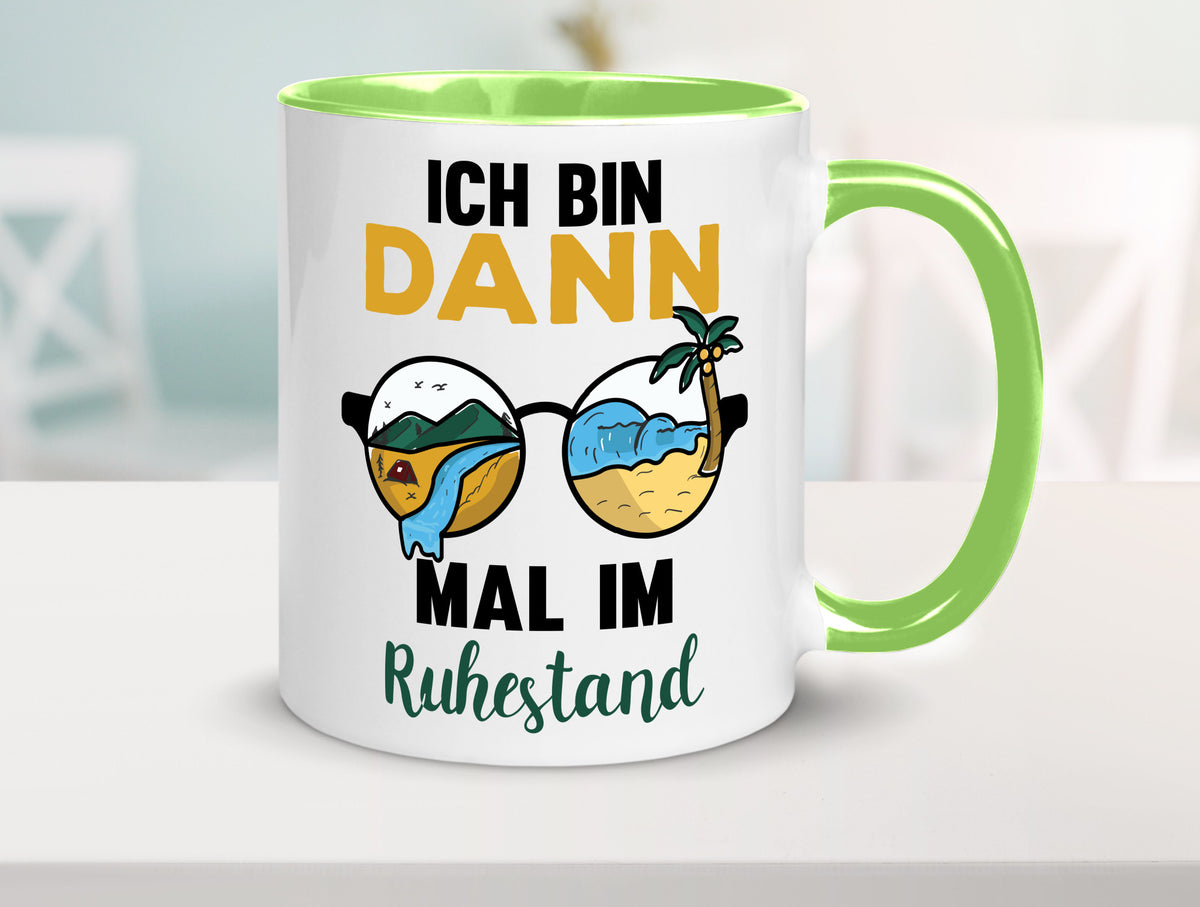 Bin dann mal im Ruhestand | Sonnenbrille Palme Meer lustig Jubiläum Geschenk Tasse