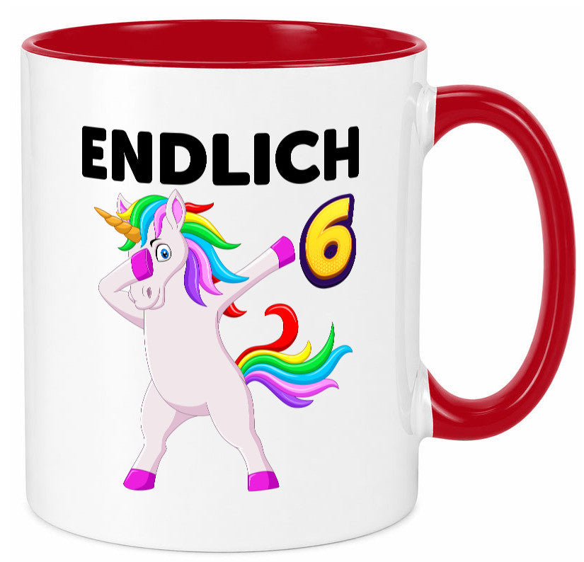 6. Geburtstag | endlich 6 Jahre Einhorn Mädchen Geschenkidee Humor Tasse