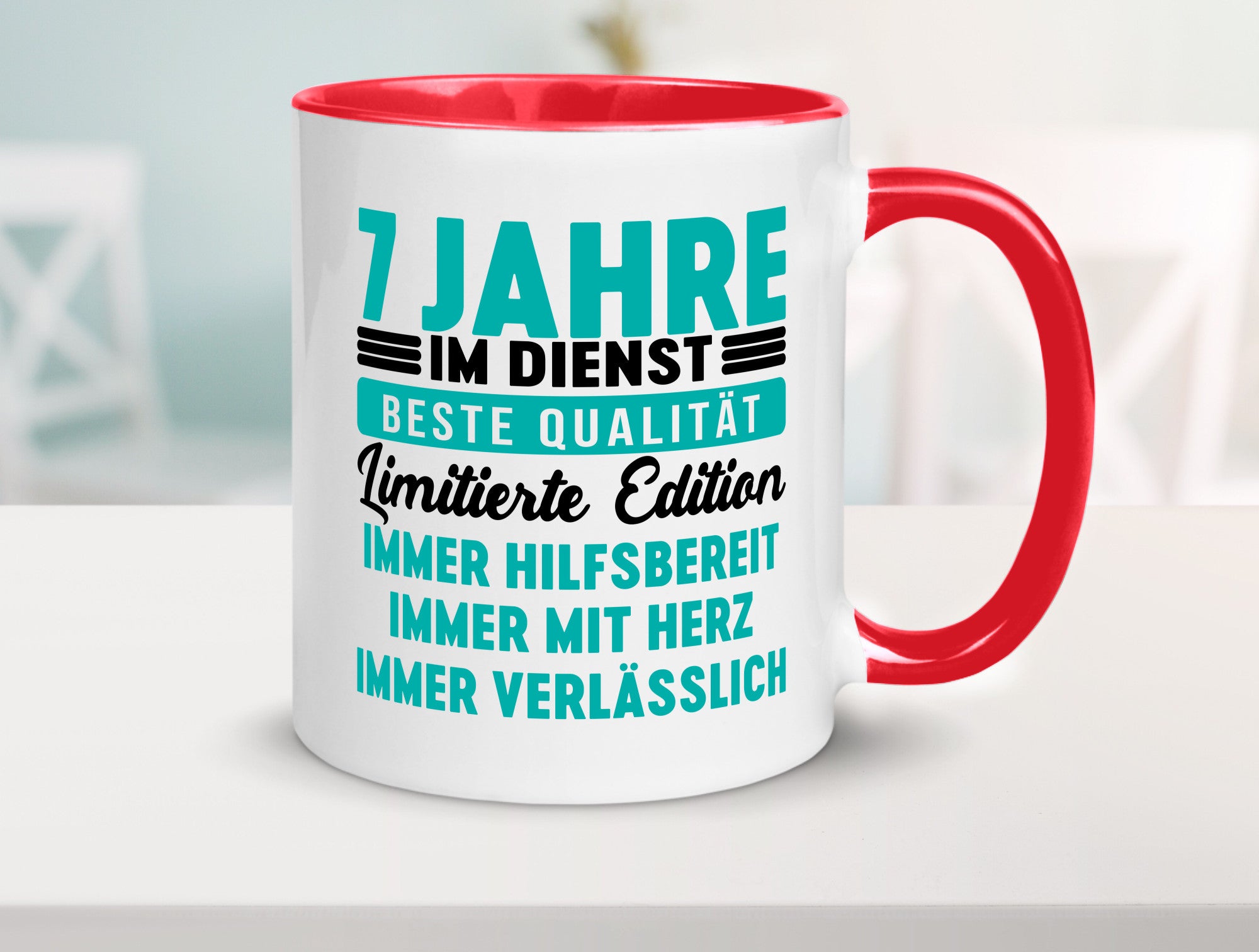 7 Jahre im Dienst | Jubiläum Arbeit v5 Humor Kollegen Büro Geschenkidee Tasse