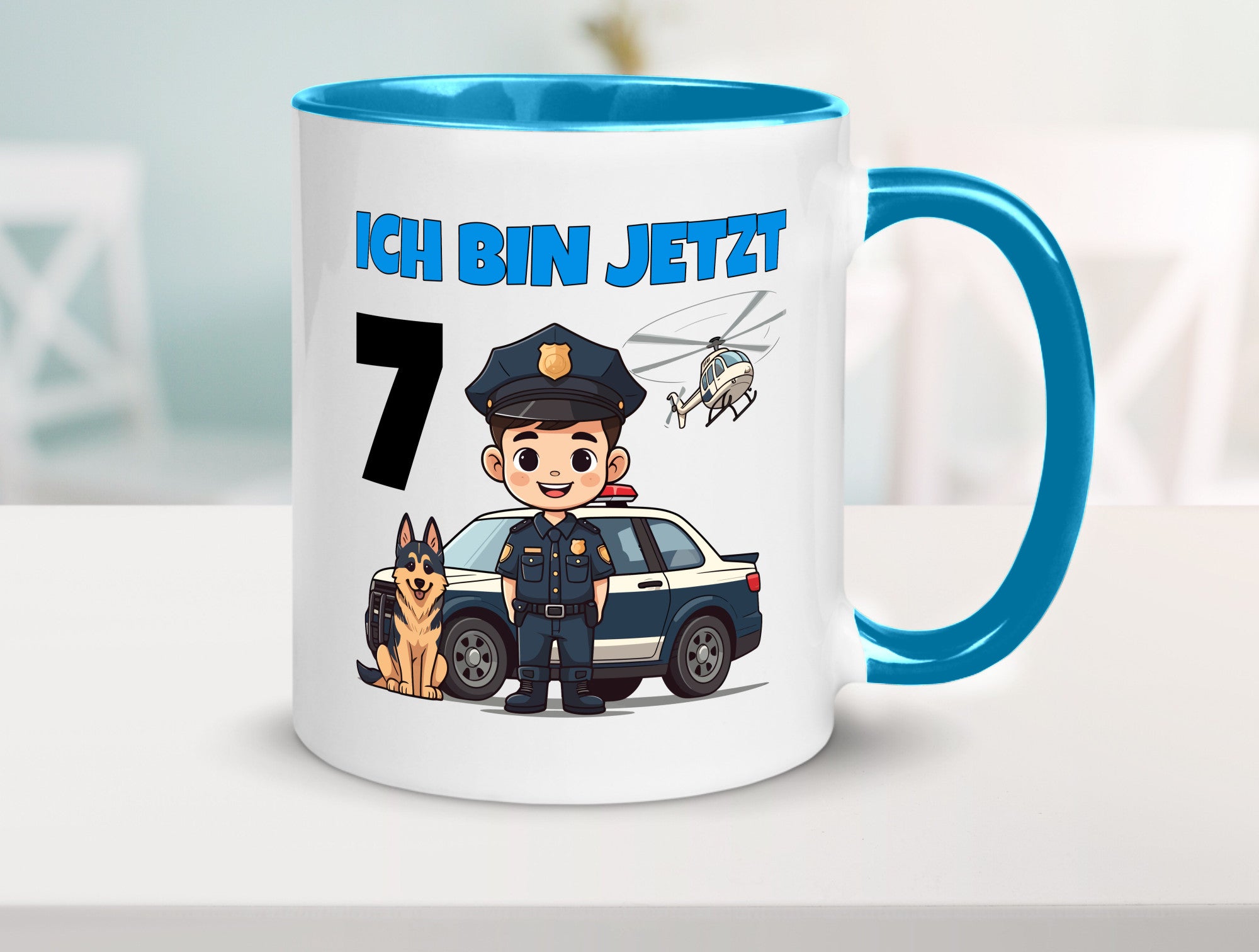 7. Geburtstag | 7 Jahre Polizei Kind Polizeiauto Humor Geschenkidee Tasse