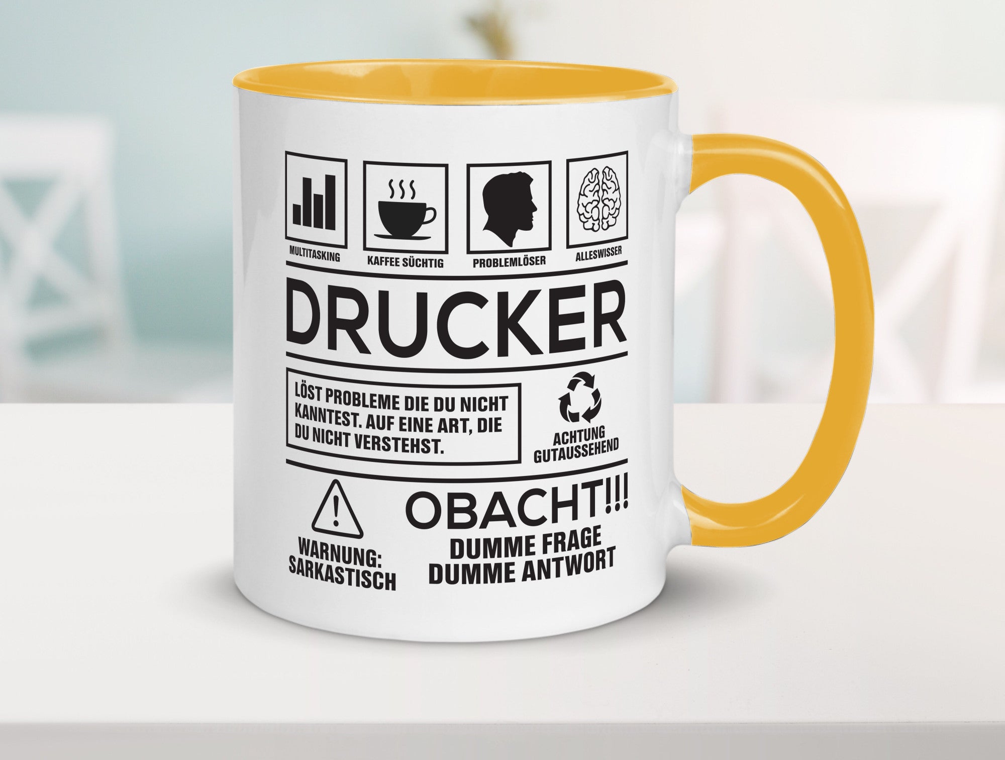 Achtung Probleme Drucker | Druckerei Print Medien Humor Geschenkidee Tasse