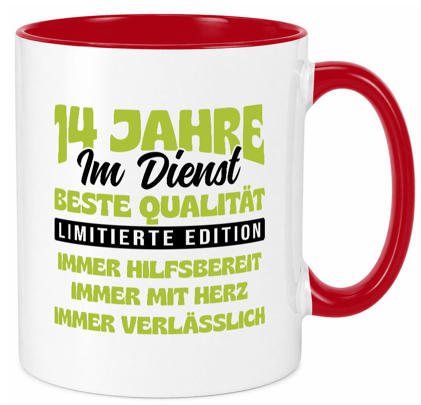 14 Jahre im Dienst | Jubiläum Arbeit v4 Geschenkidee Kollegen Büro Humor Tasse
