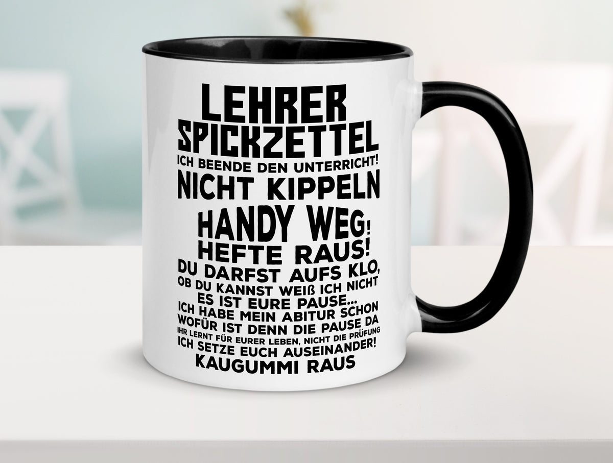 Lehrer Spickzettel | Beruf Tasse lustiger Spruch Geschenkidee Arbeit Kollegen