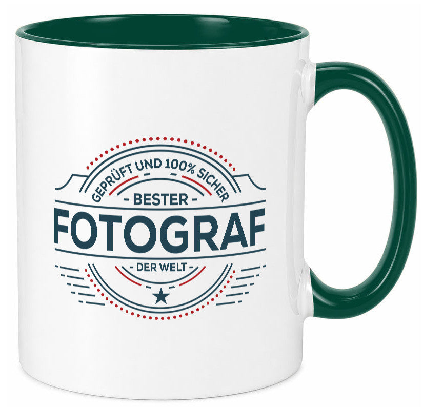 Geprüft und sicher: Fotograf | Fotografie Kamera Humor Geschenkidee Tasse