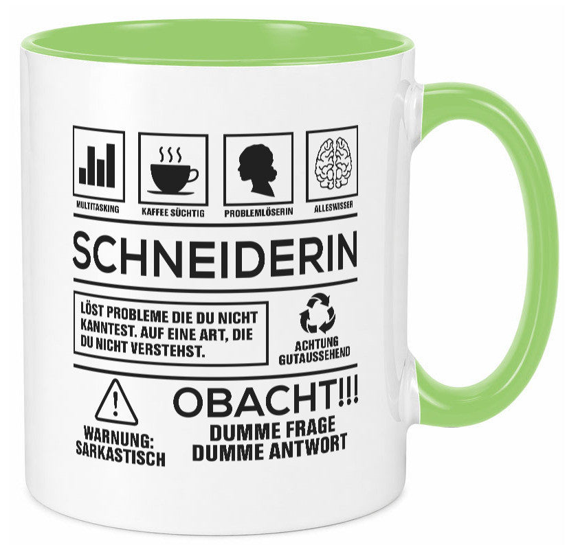 Achtung Probleme Schneiderin | Beruf Schneiderei Geschenkidee Arbeit Kollegen Tasse